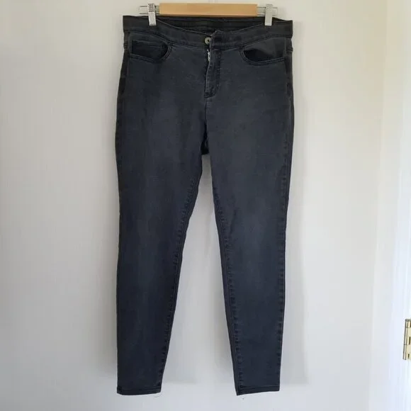 J Jill Womens Denim 5 Pocket Leggings Jeggings Vintage Black Wash Grunge Moto 10 - Picture 1 of 12